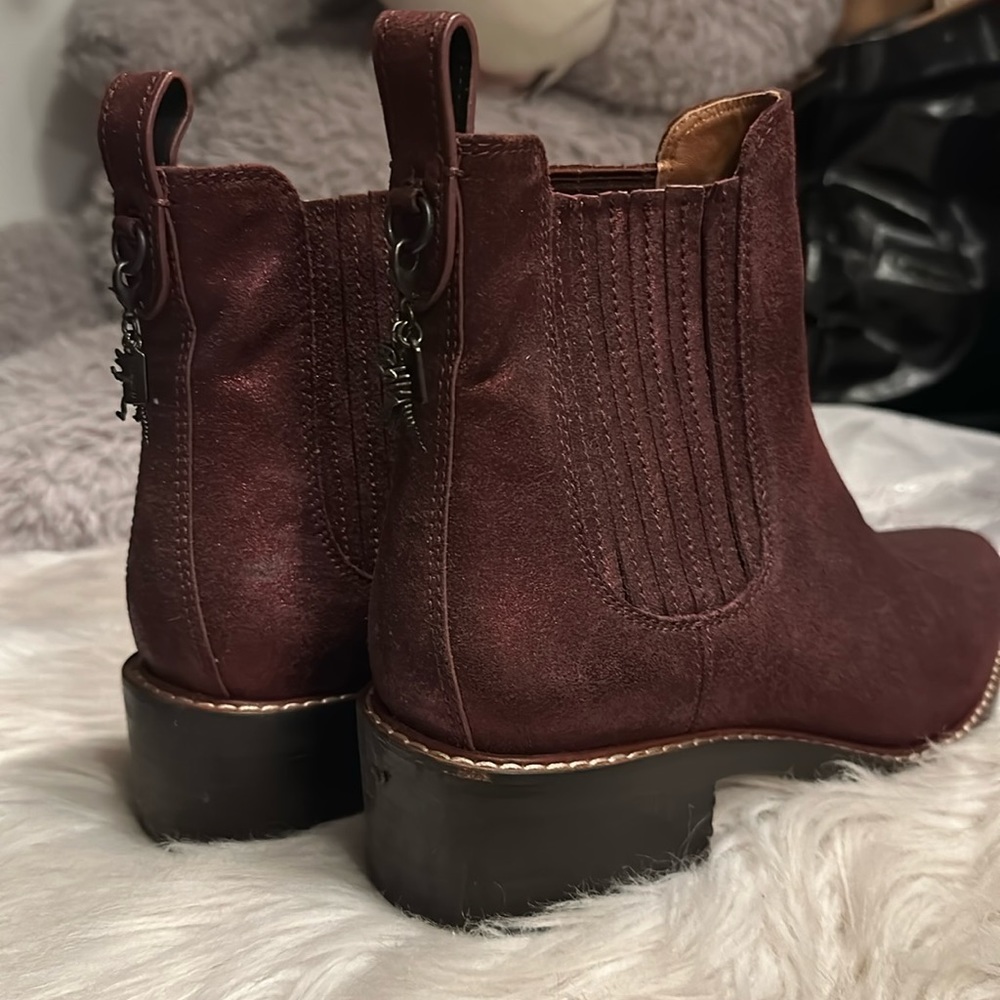 Coach Metallic Maroon Boots